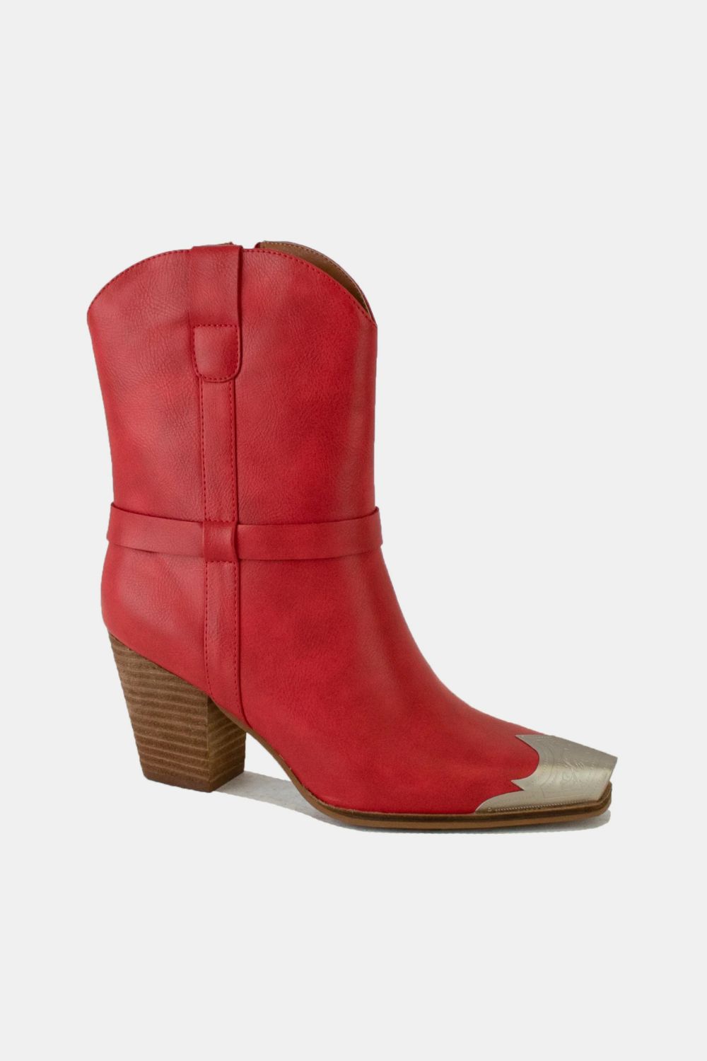 Women's Red Modern Cowboy Boots with Silver Toe