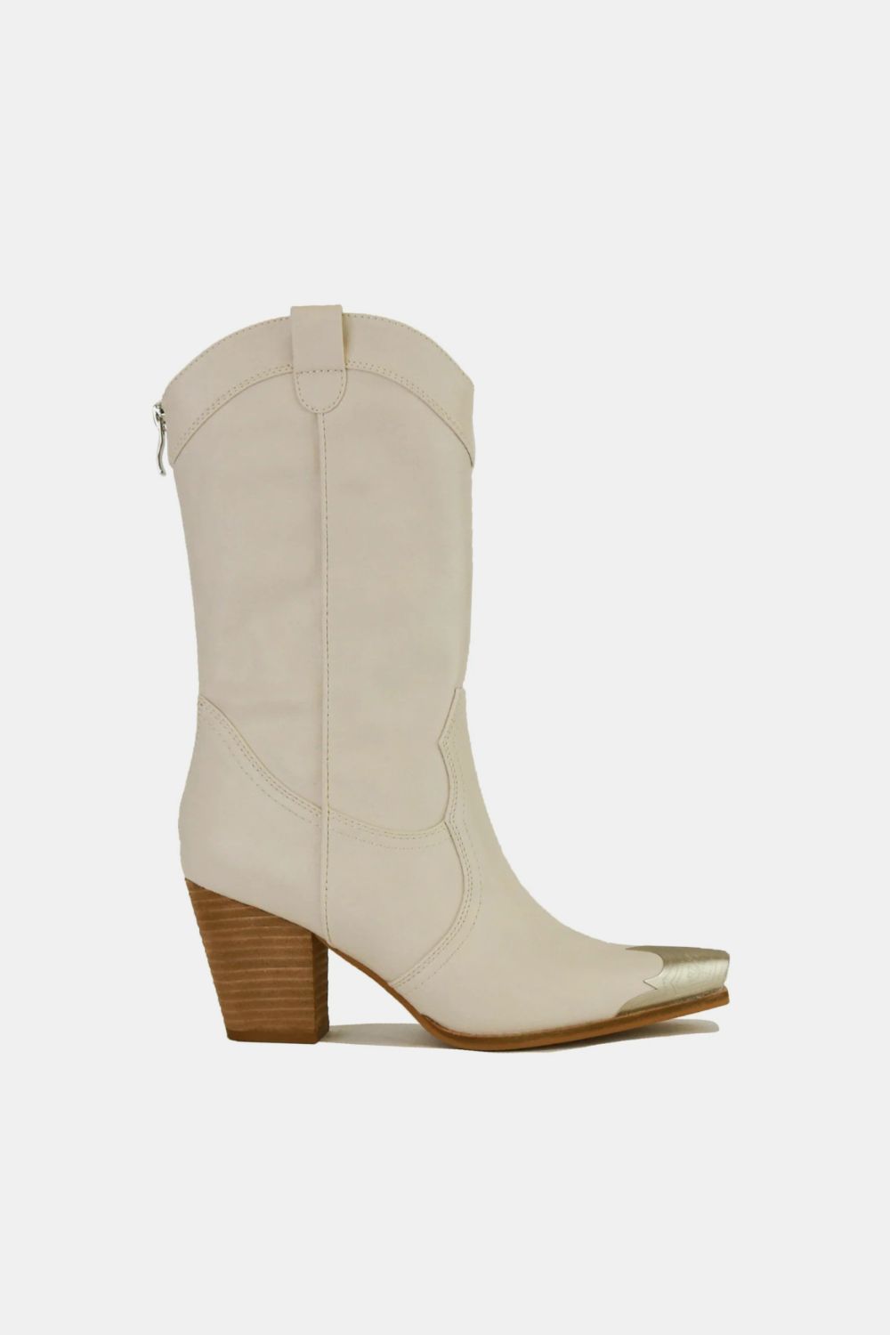 Women's Ivory Western Cowboy Boots with Silver Toe