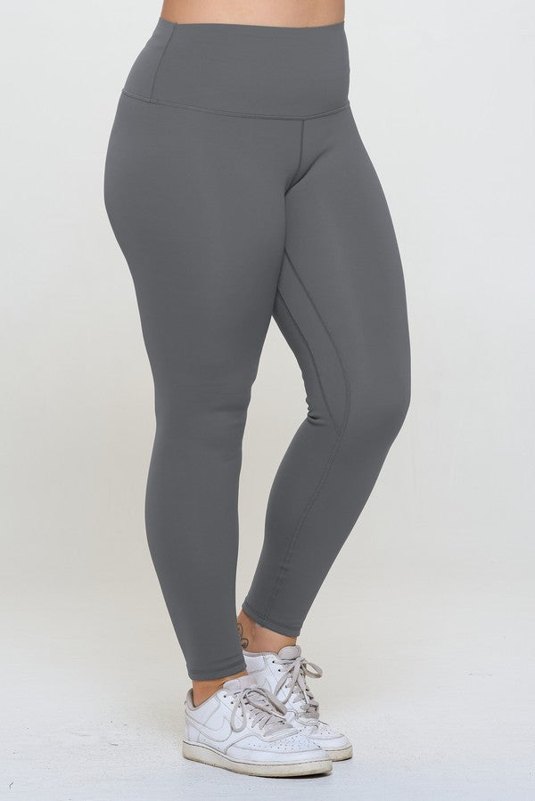 Women's Gray Classic Warm Winter Fleece Lined High Waisted Leggings