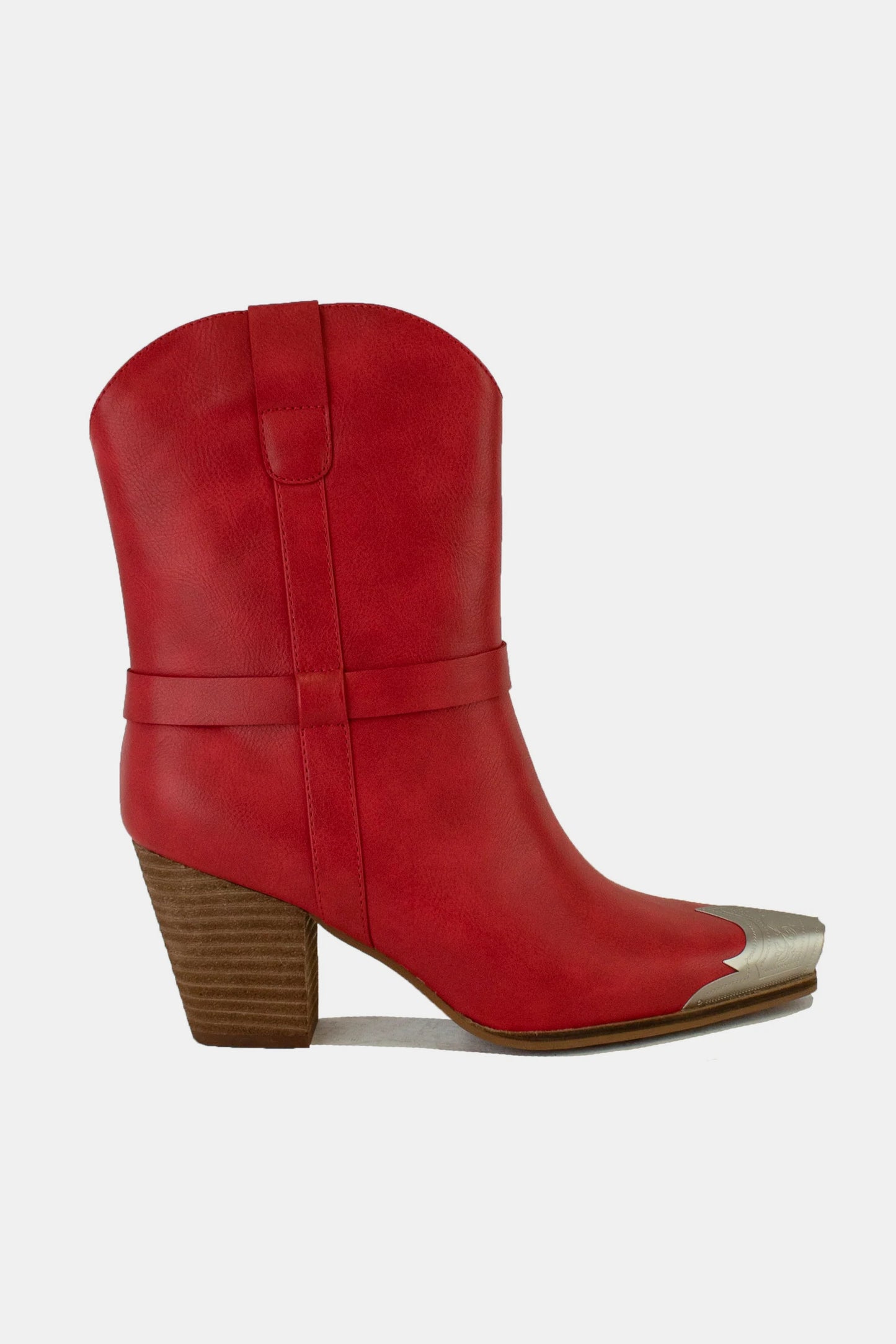 Women's Red Modern Cowboy Boots with Silver Toe