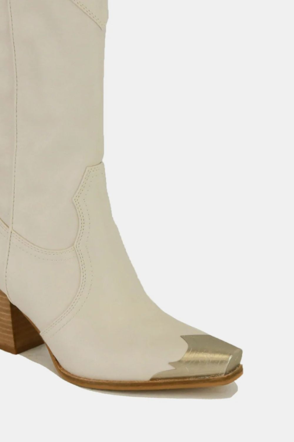 Women's Ivory Western Cowboy Boots with Silver Toe