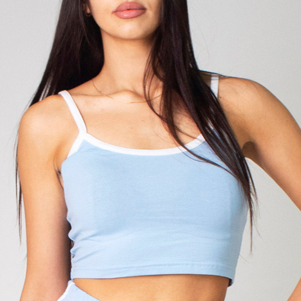 Runner Island Light Blue Retro Dolphin Shorts and Crop Top Outfit Set
