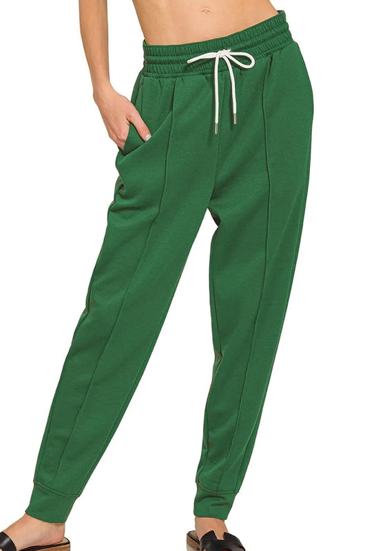Women's Green Drawstring Sweatpants with Pockets