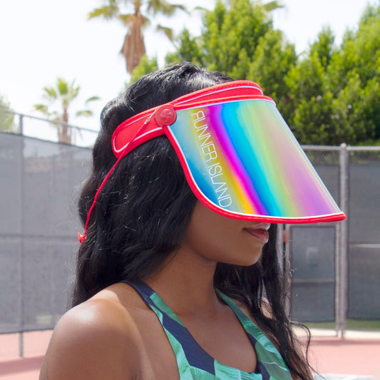 Runner Island Face Shield Sunglasses Visor - Cherry