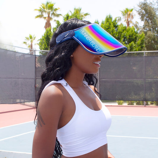 Runner Island Face Shield Sunglasses Visor - Navy Blue