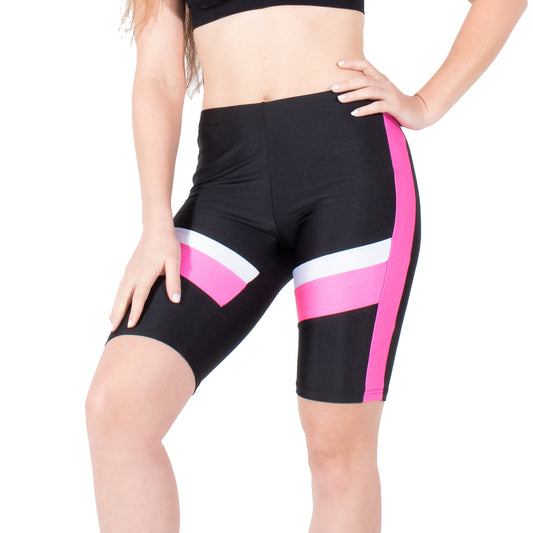 Runner Island Women's Black Silver Pink Run to Swim Shorts