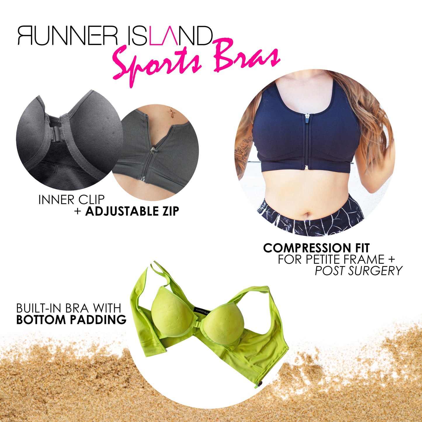 Runner Island Black Give Me A Boost Sports Bra