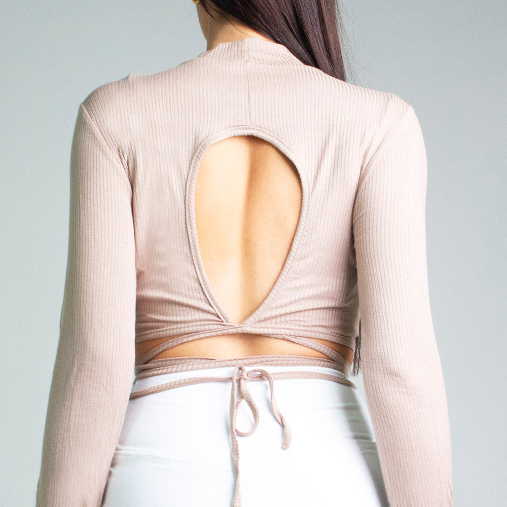 Runner Island Open Back Tennis Top Cappuccino Tan