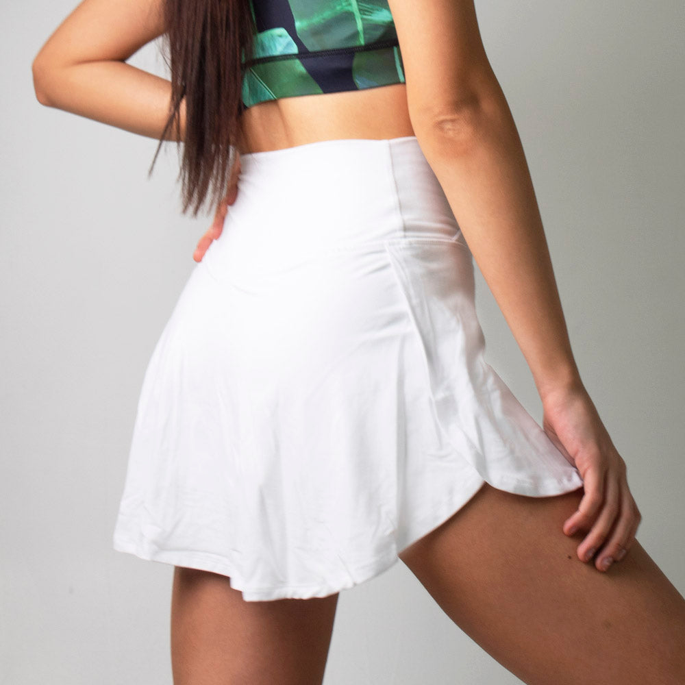 Runner Island V Waist Tennis Golf Skirt White Ball Pockets