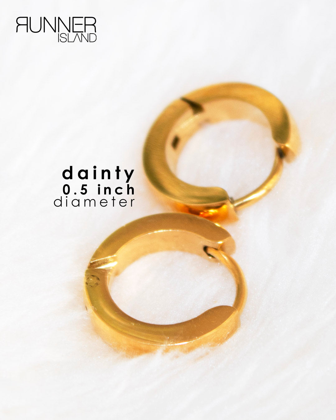 Hinged Huggie Hoop Earrings Gold Tone Stainless Steel