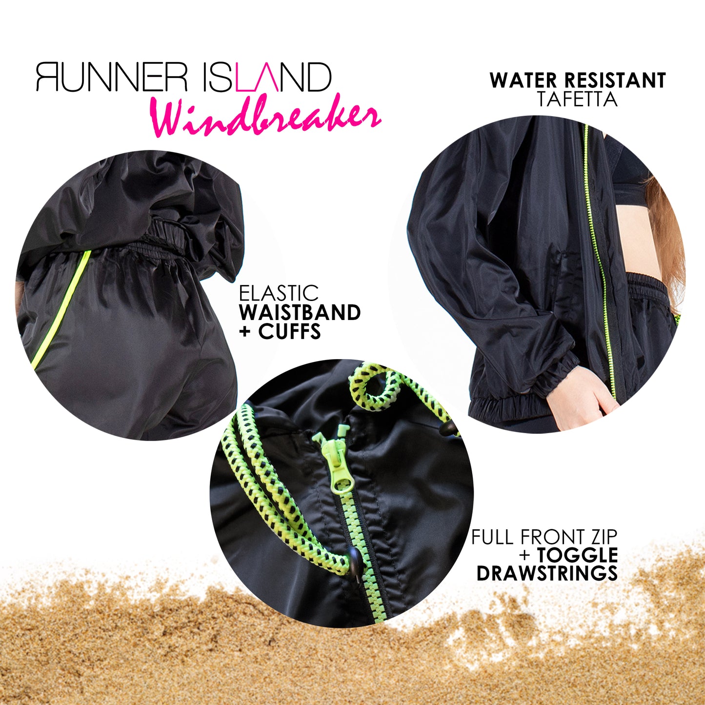 Runner Island Black Lightweight Windbreaker Workout Jacket