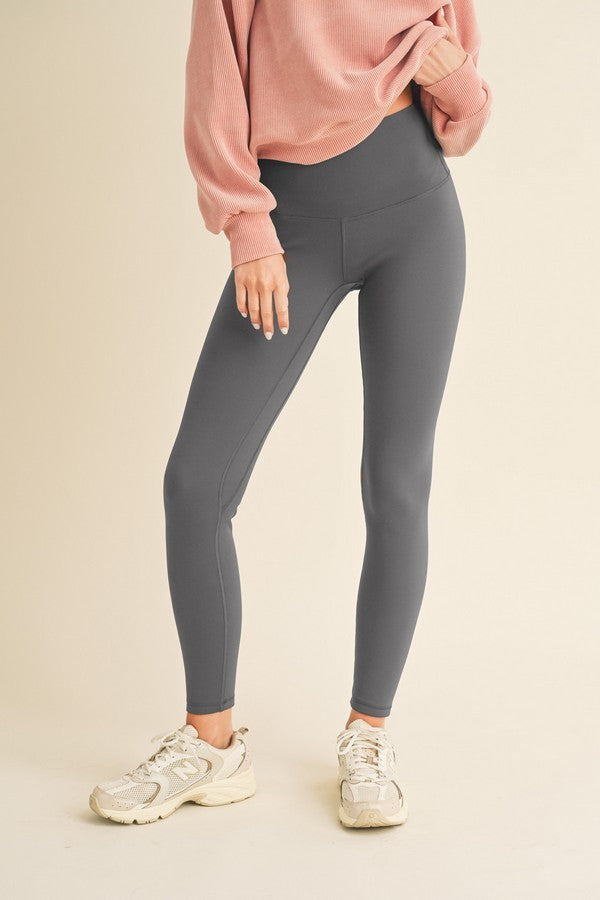 Women's Gray Classic Warm Winter Fleece Lined High Waisted Leggings