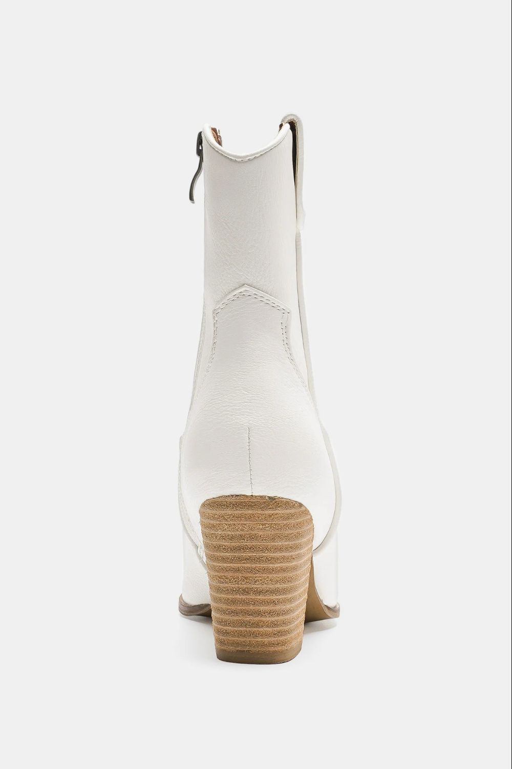 Women's White Classic Cowboy Boots with Wood Heel and Silver Toe