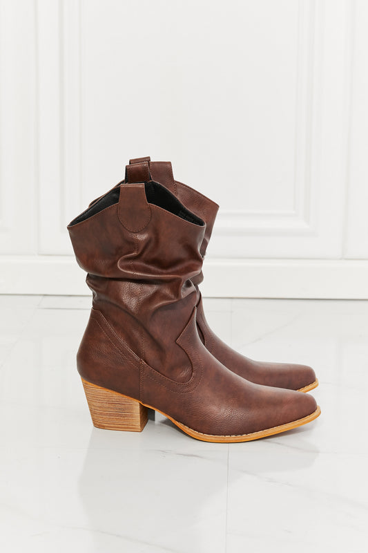 Women's Western Brown Cowboy Boots Wide Calf Scrunch