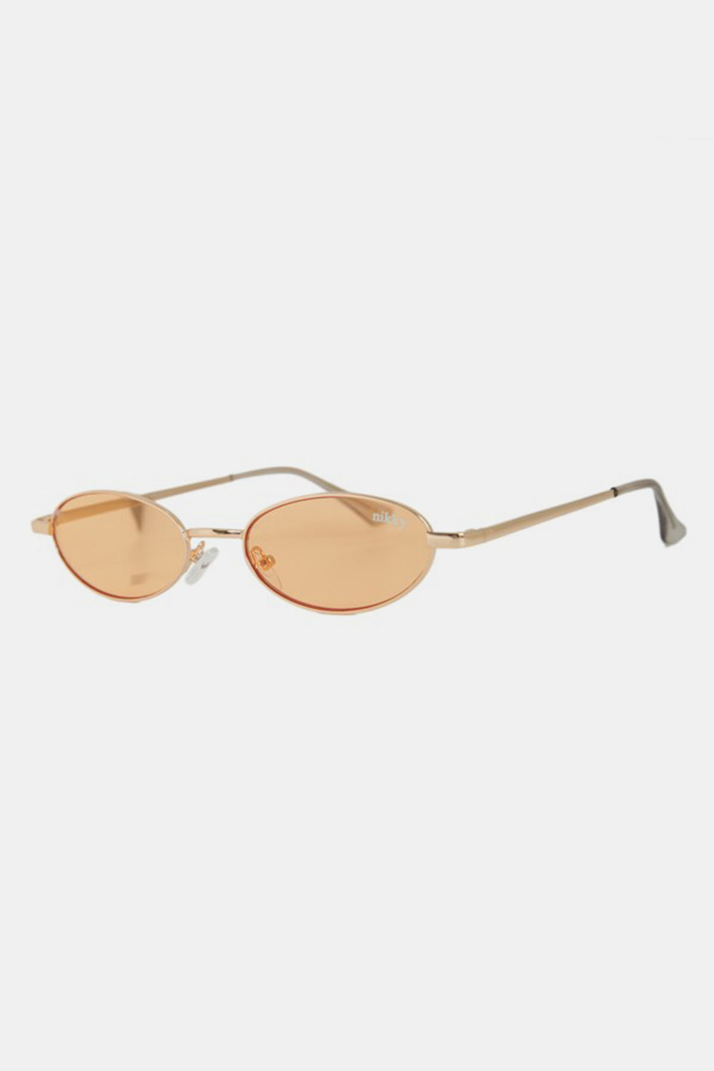 Women's Men's Skinny Oval Metal Frame Sunglasses