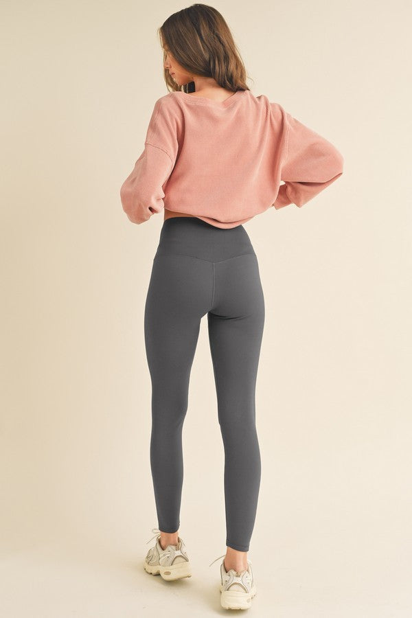 Women's Gray Classic Warm Winter Fleece Lined High Waisted Leggings