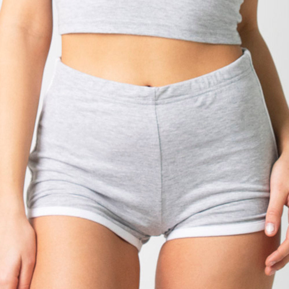 Runner Island Heather Grey Retro Dolphin Shorts and Crop Top Outfit Set