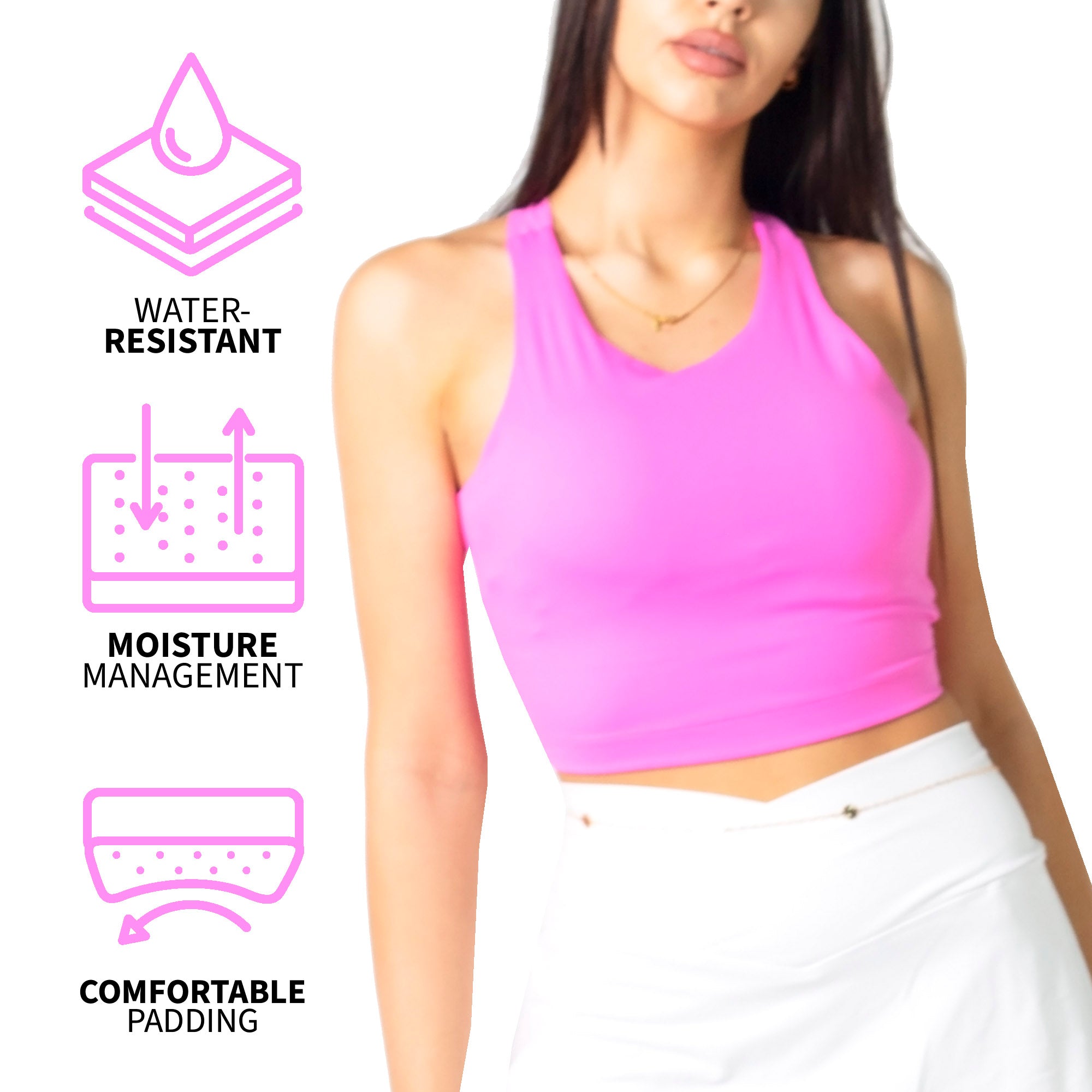 Buy NEON PINK TOP Womens Neon Pink Longline Sports Bra Neon Pink Cropped  Workout Top Crop Top Bright Pink Sports Bra Running Gym Online in India 