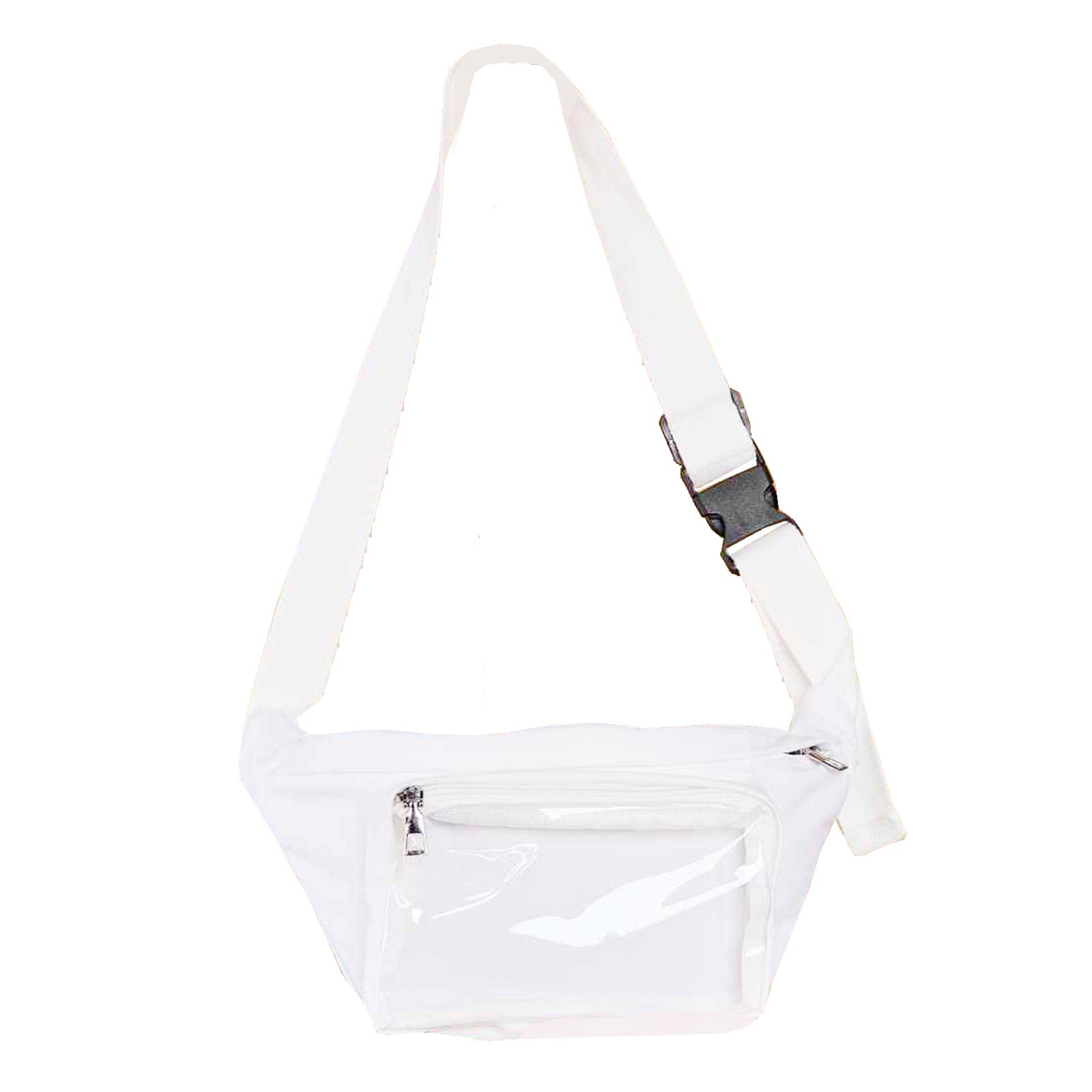 White Fanny Pack Crossbody with Clear Zipper Pouch