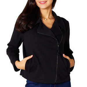 Womens Black Zip-Up Jacket with Pockets