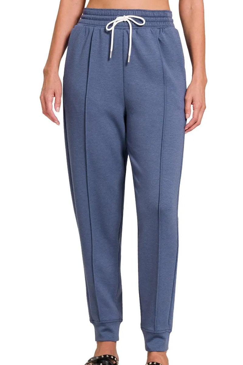 Women's Denim Blue Drawstring Sweatpants with Pockets