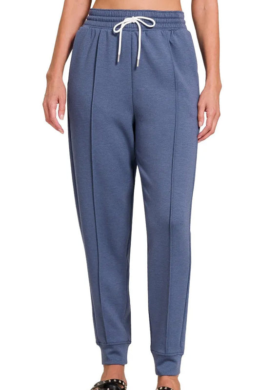 Women's Denim Blue Drawstring Sweatpants with Pockets
