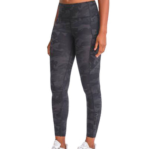 Womens Wide Waistband Athletic Leggings with Thigh Pockets