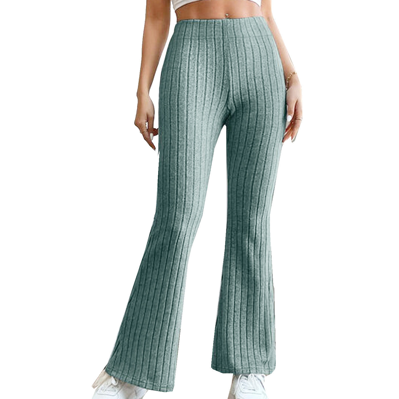 Women's High Waisted Ribbed Flare Leggings