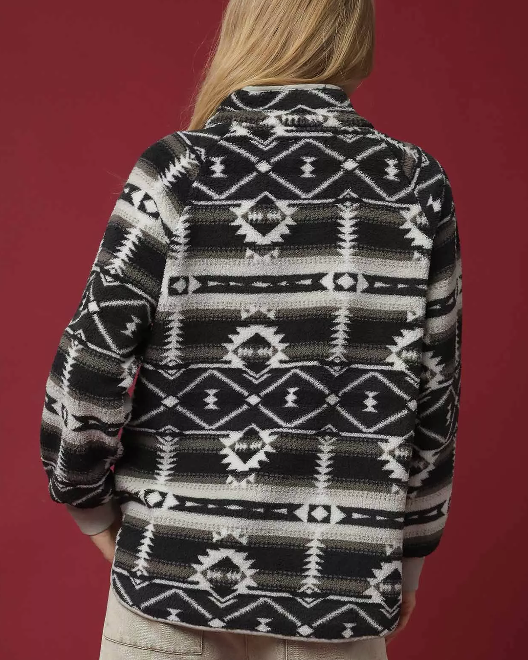 Women's Aztec Holiday Print Sherpa Pullover