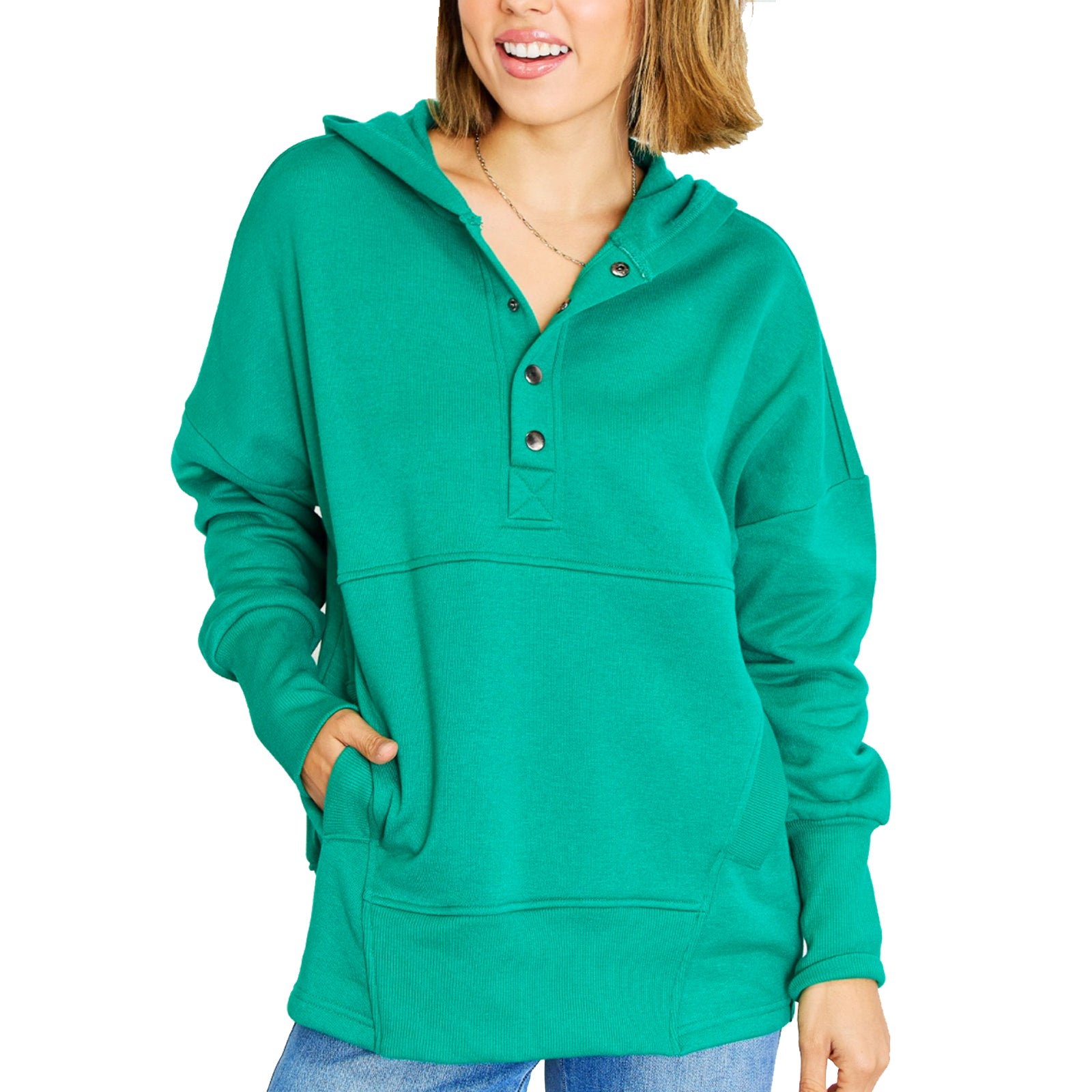 Women's Green Oversized Pullover Hoodie Sweatshirt