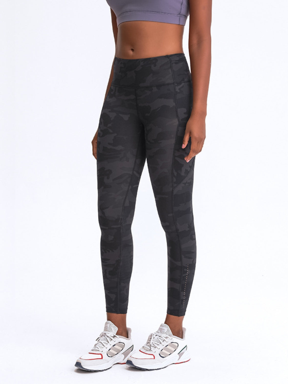 Women's High Waist Wide Waistband Leggings with Large Pockets