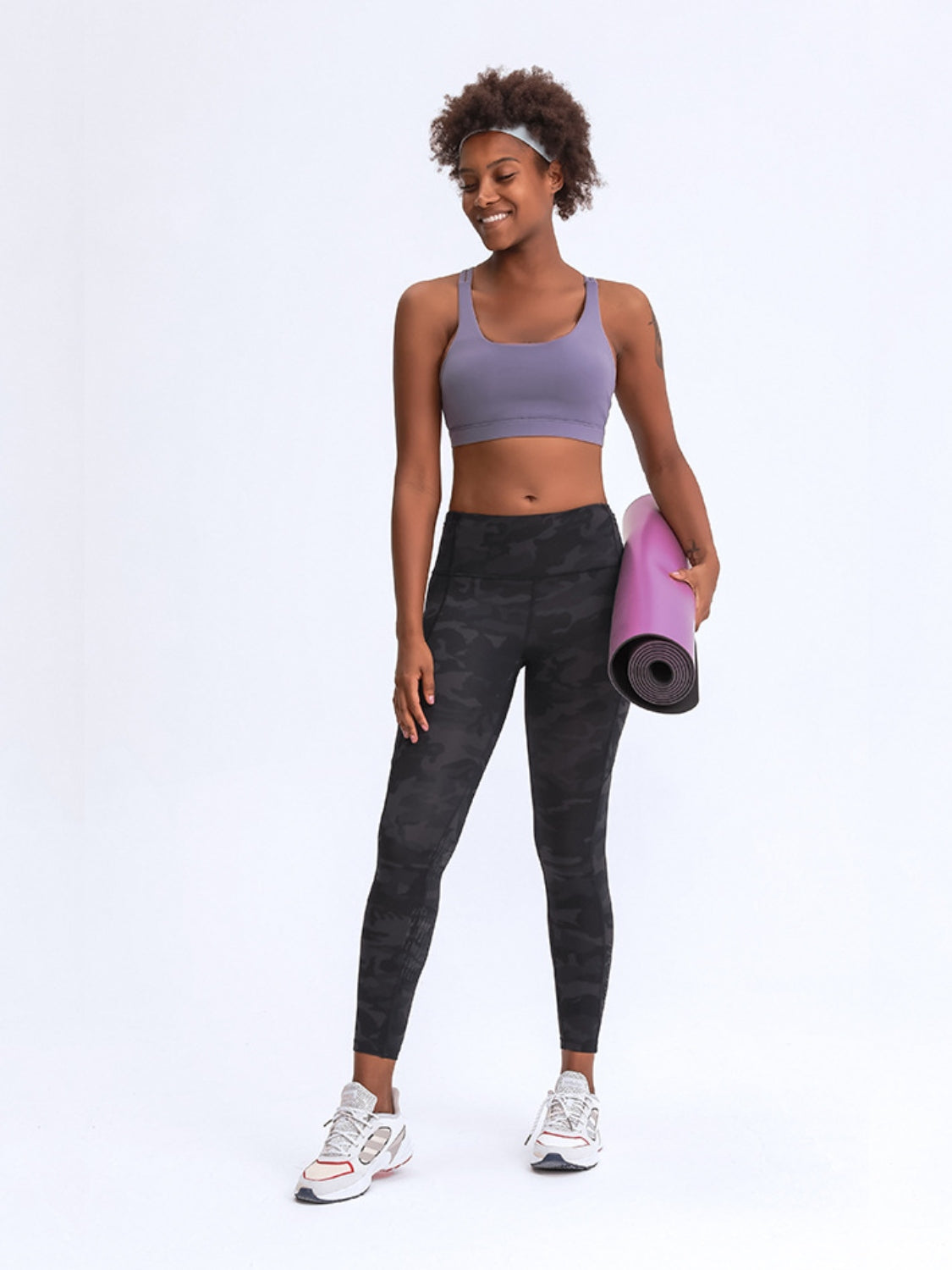 Women's High Waist Wide Waistband Leggings with Large Pockets