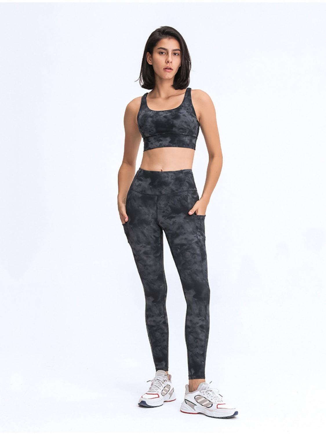 Women's High Waist Wide Waistband Leggings with Large Pockets