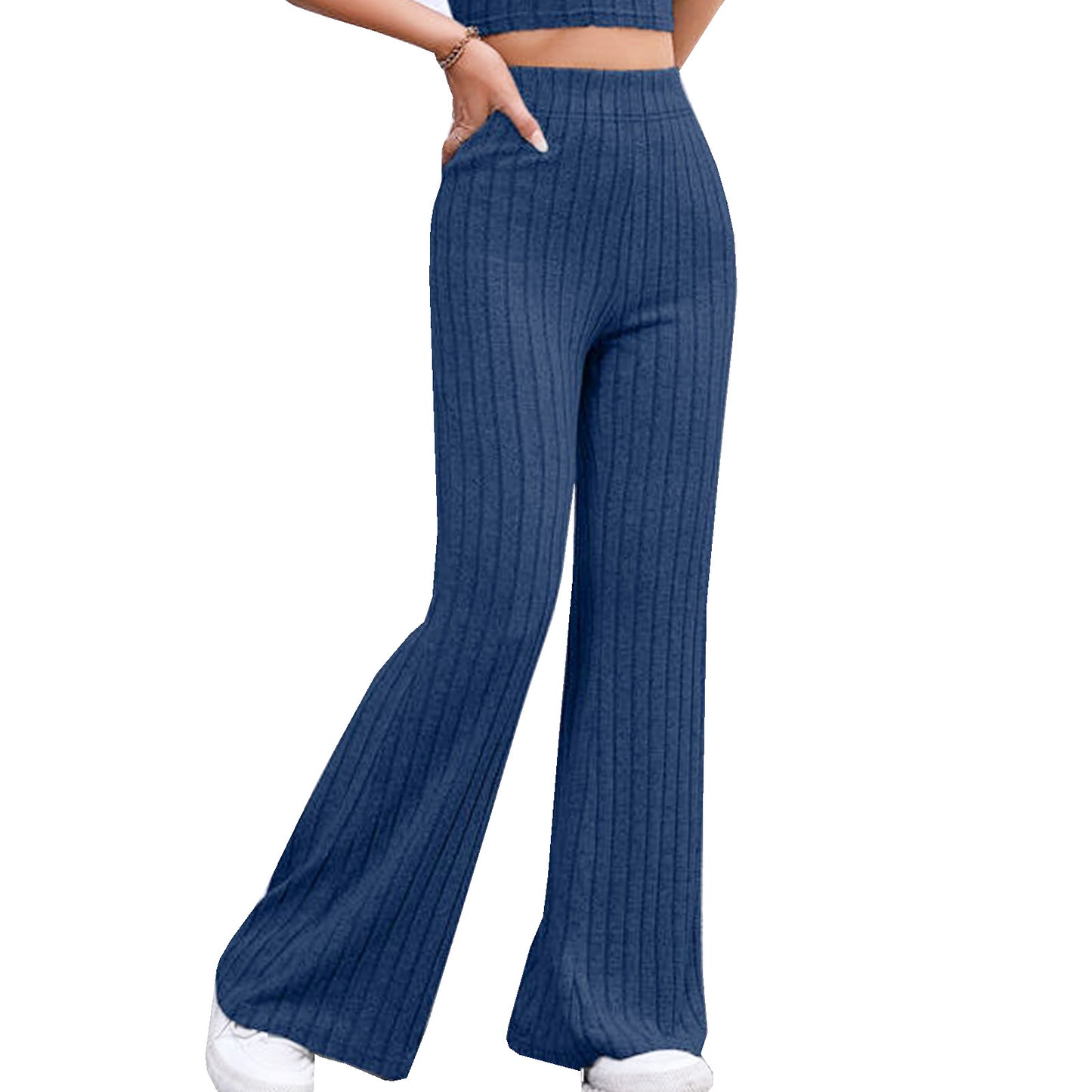 Women's High Waisted Ribbed Flare Leggings