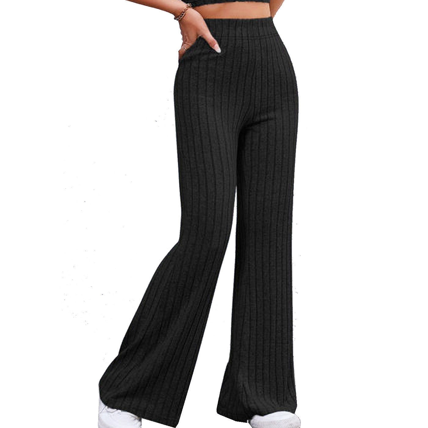 Women's High Waisted Ribbed Flare Leggings