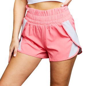 Women's Running Shorts Two Tone Coral Pink and White