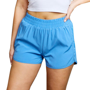 Women's Running Shorts Zipper Pockets Pastel Blue