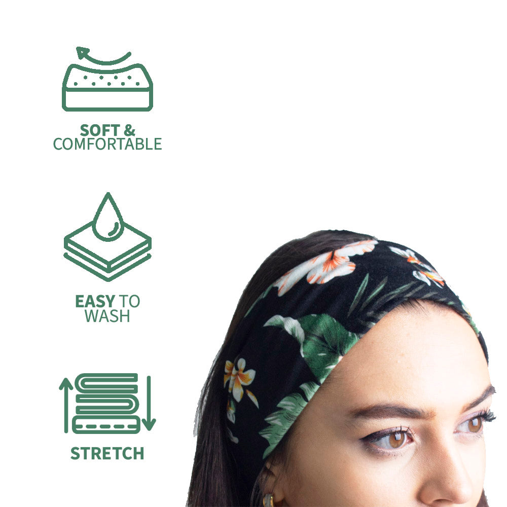 Women's Tropical Floral Print Headband 2 Pack - Machine Washable