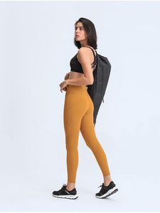Womens Wide Waistband Athletic Leggings with Thigh Pockets