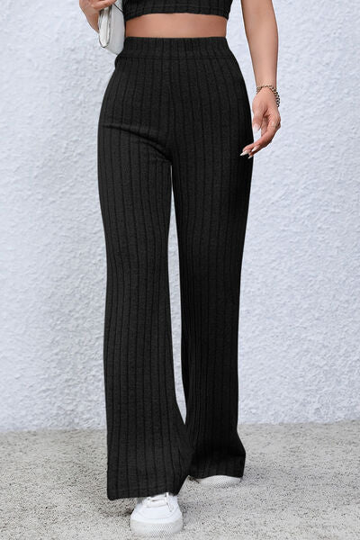 Women's High Waisted Ribbed Flare Leggings