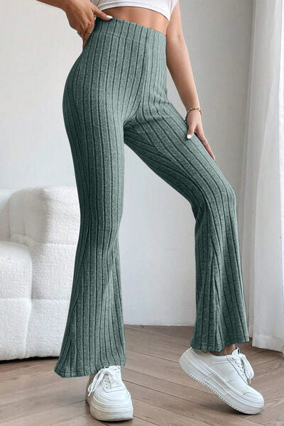 Women's High Waisted Ribbed Flare Leggings