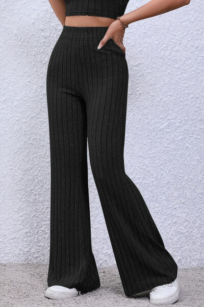 Women's High Waisted Ribbed Flare Leggings