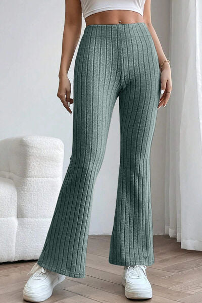 Women's High Waisted Ribbed Flare Leggings