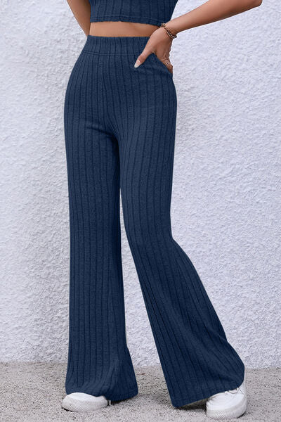 Women's High Waisted Ribbed Flare Leggings