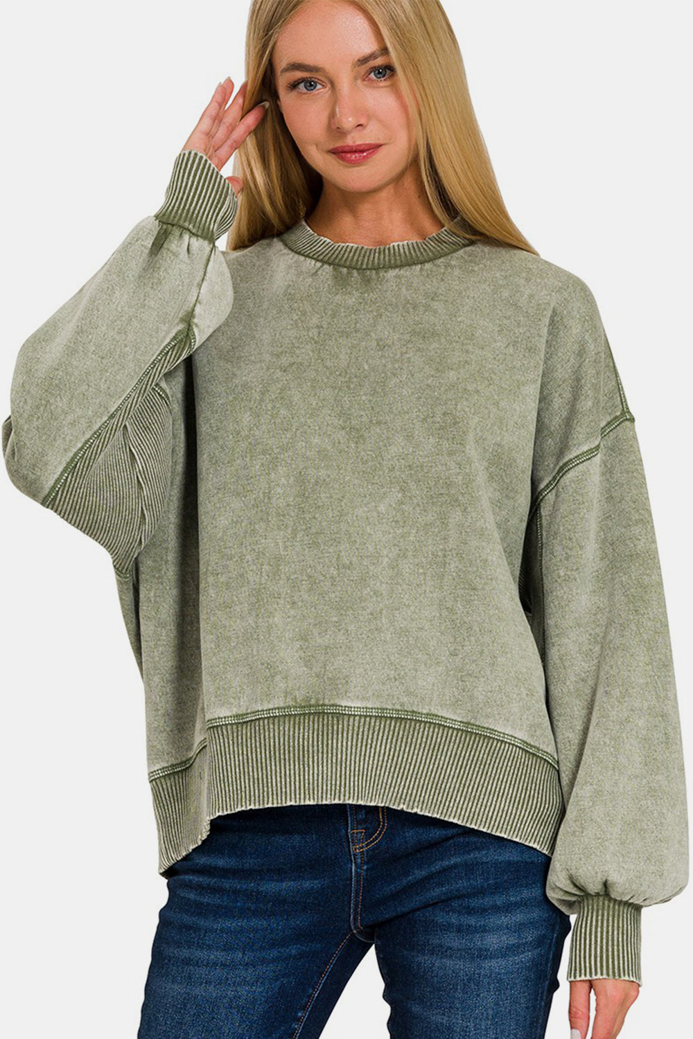 Women's Olive Green Oversized Pullover Sweater
