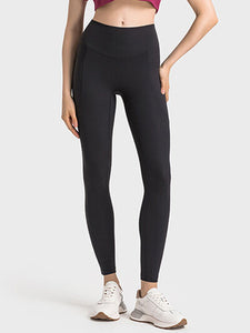 Womens Wide Waistband Athletic Leggings with Large Pockets
