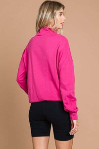 Women's Neon Pink Half Zip Sweater