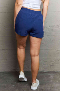 Women's Running Shorts Zipper Pockets Navy Blue
