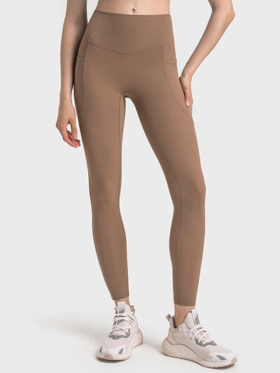 Womens Wide Waistband Athletic Leggings with Large Pockets