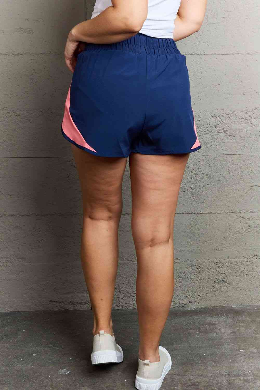 Women's Running Shorts Two Tone Navy Blue and Coral Pink